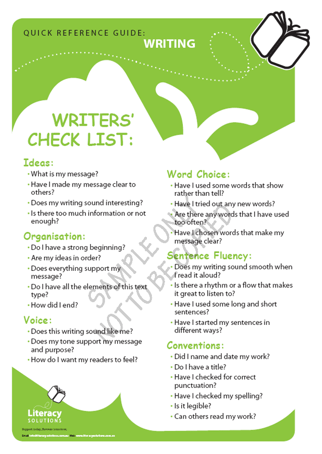 Writers' Checklist: Literacy Solutions